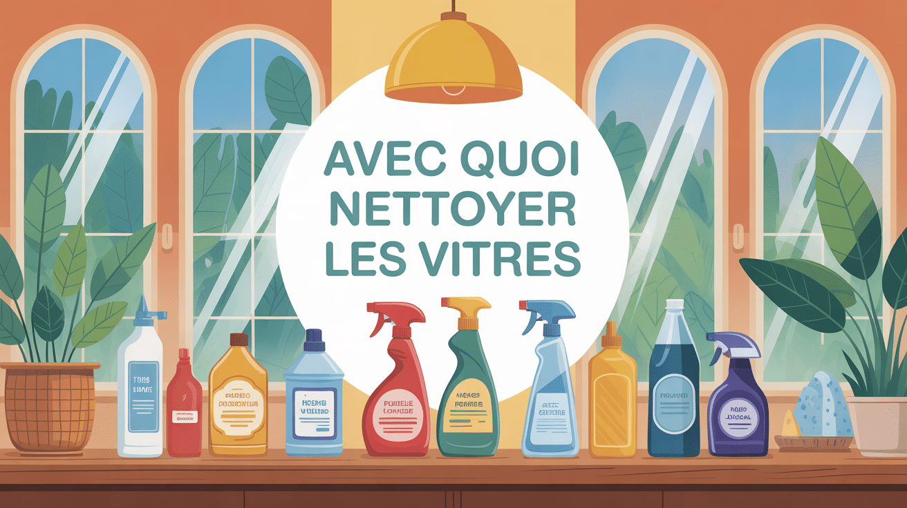 avec quoi nettoyer les vitres illustration colorée produits naturels et commerciaux