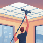 Illustration balai telescopique plafond nettoyage sécurisé