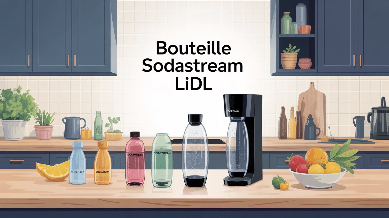 bouteille sodastream lidl machine et bouteilles en avant-plan