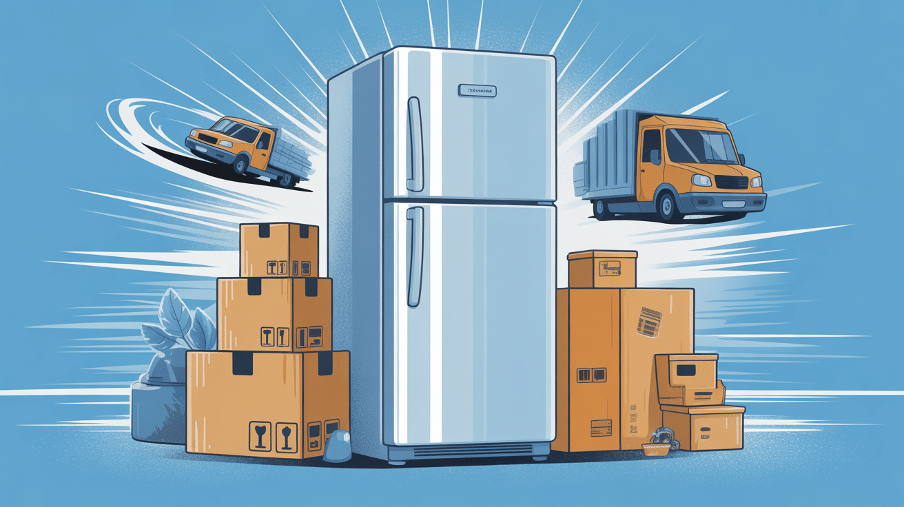 brancher un frigo neuf après transport illustration vectorielle déménagement