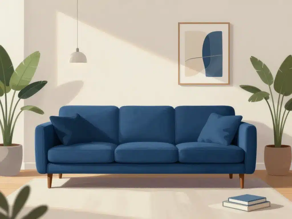 canapé bleu pétrole décoration intérieure moderne