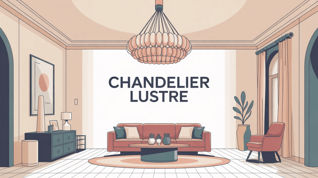 Intérieur élégant avec chandelier lustre moderne suspendu