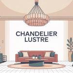Intérieur élégant avec chandelier lustre moderne suspendu