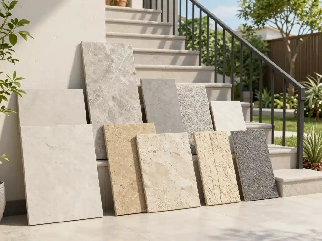 différents types carrelage sur escalier exterieur