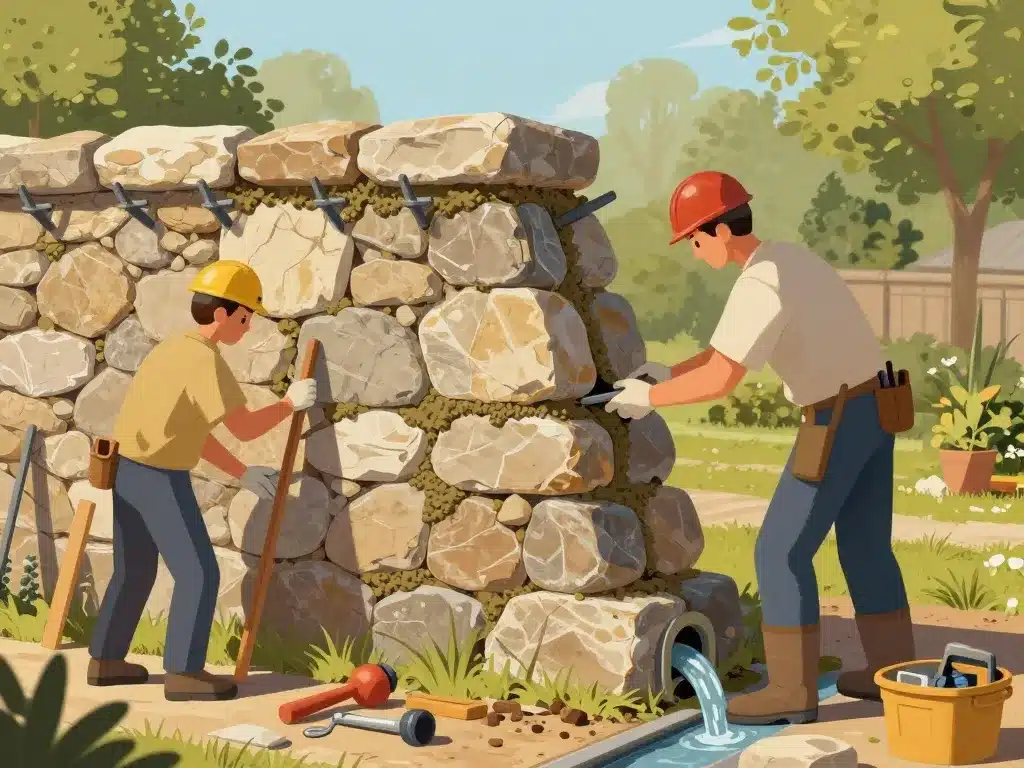 techniques consolider un mur en pierre qui penche