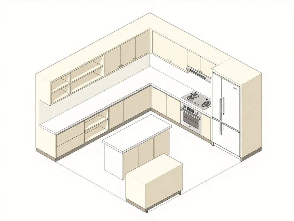 Cuisine plume plan fonctionnel circulation ouverte moderne