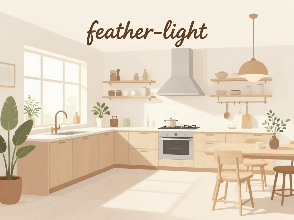 Cuisine plume intérieure lumineuse minimaliste chaleureuse