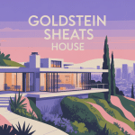 Vue globale Goldstein Sheats House perchée sur colline à Los Angeles