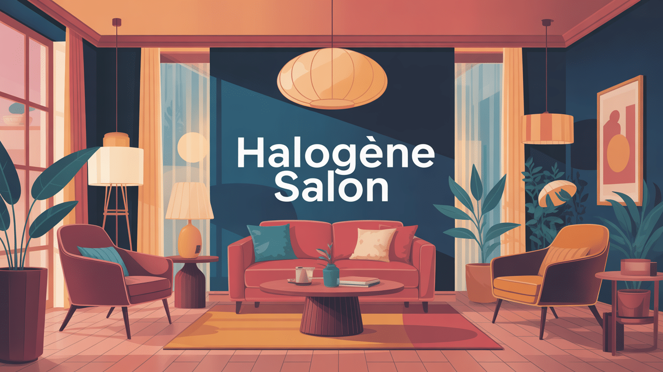 halogene salon moderne avec éclairage chaleureux