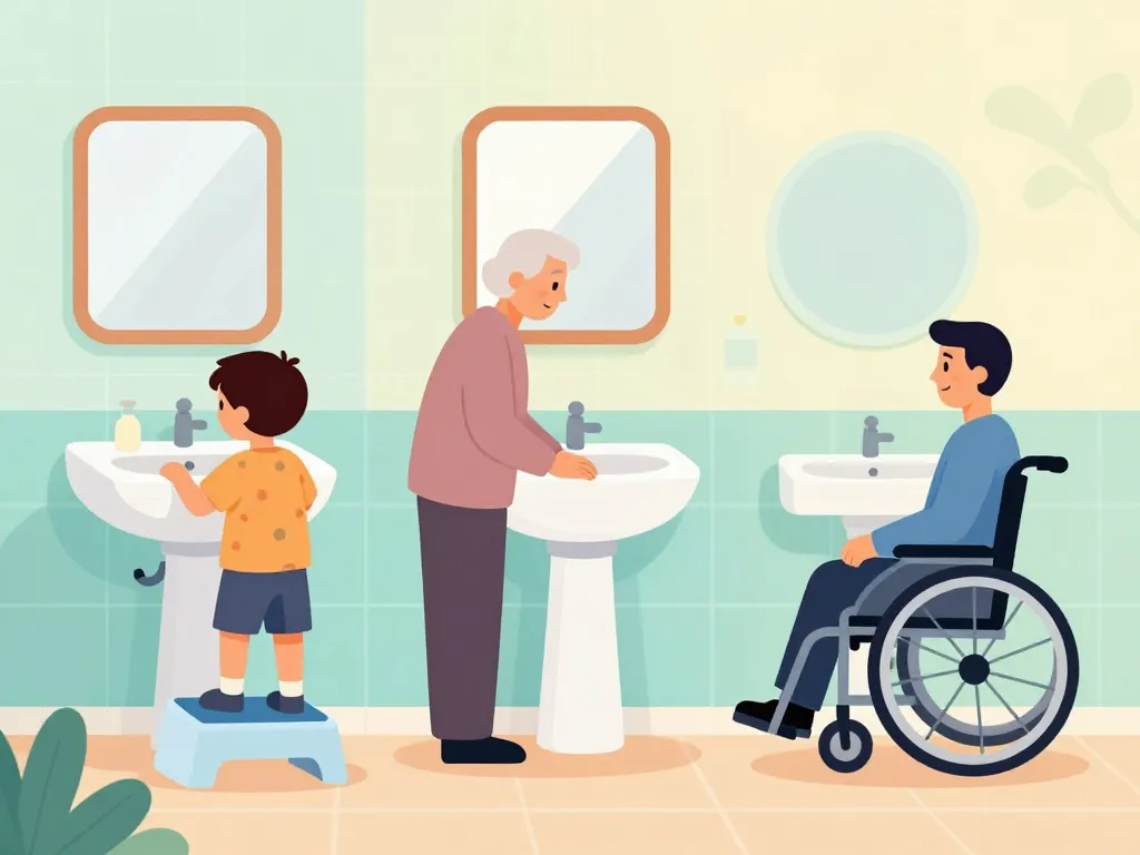 adaptation hauteur lavabo enfants seniors accès pmr
