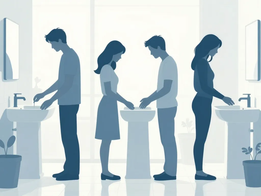 personnes utilisant lavabo hauteur ergonomique