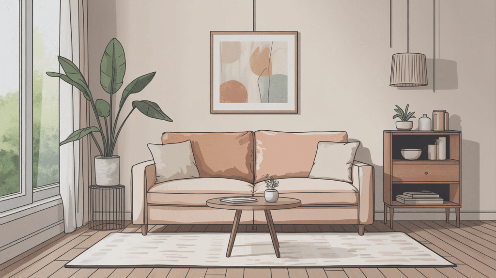 housse pour canapé 2 places avec accoudoirs dans salon moderne