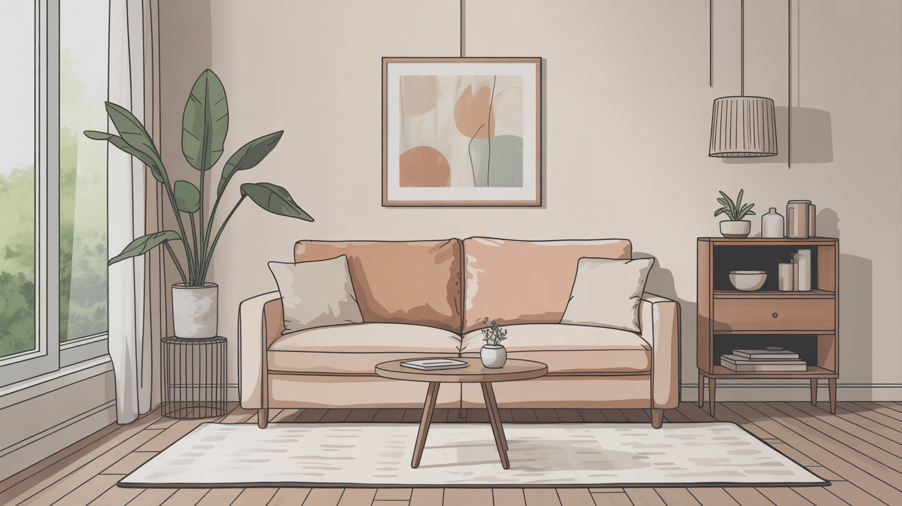 housse pour canapé 2 places avec accoudoirs dans salon moderne