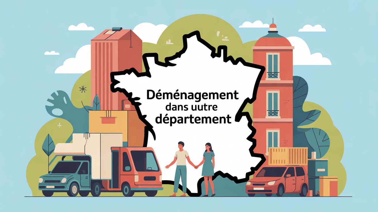 Je déménage dans un autre département, illustration centrale moderne