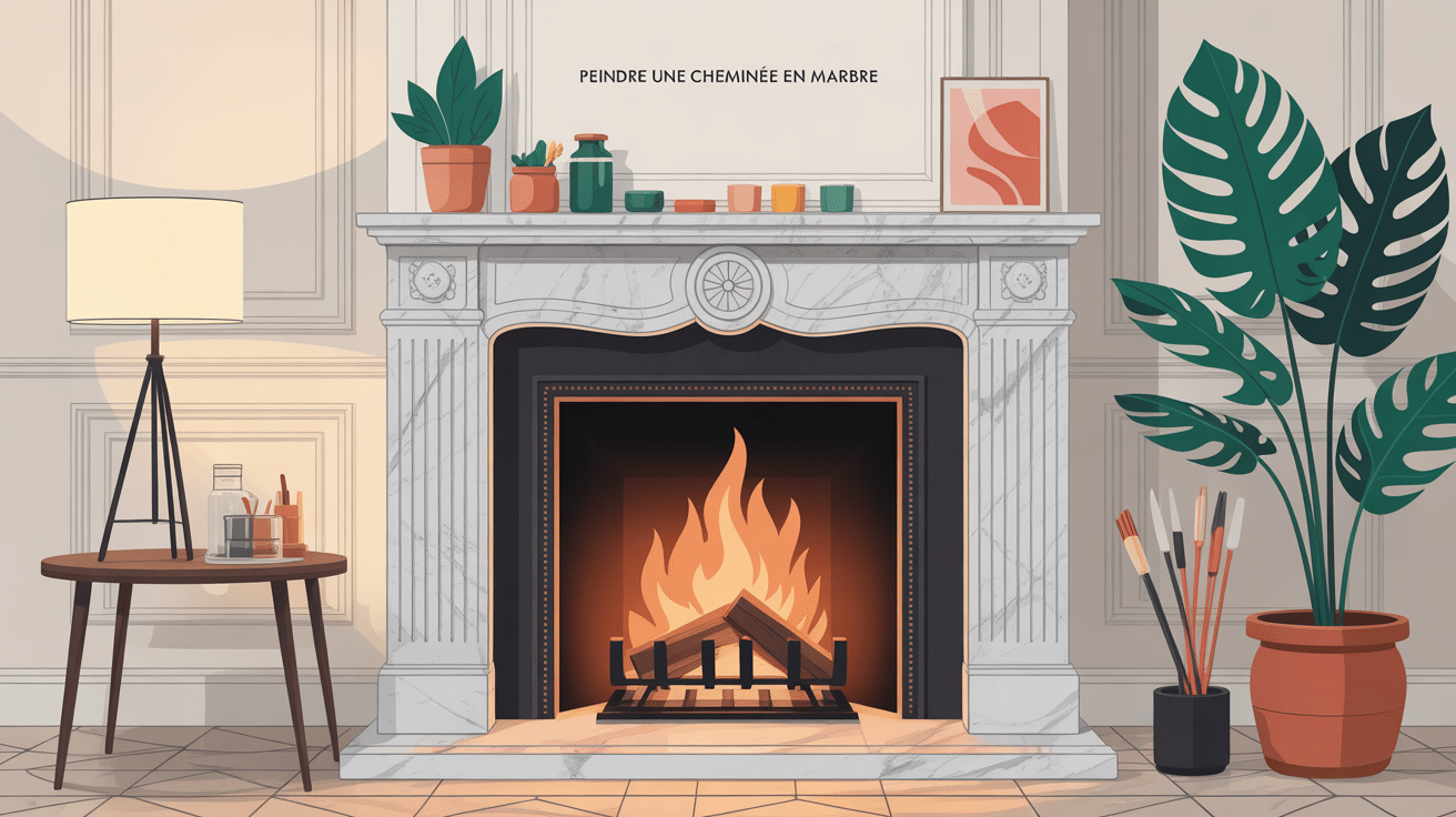 Peindre du marbre cheminee illustration contemporaine centrale