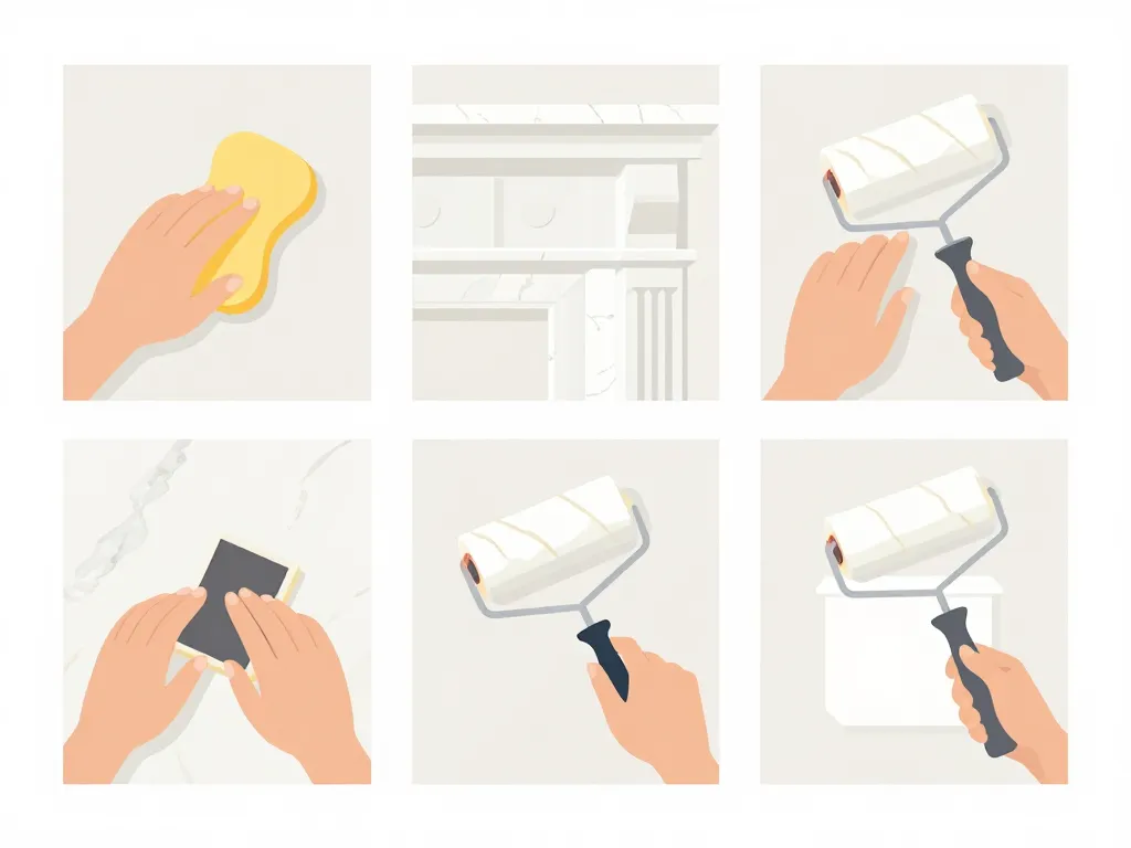 Peindre du marbre cheminee preparation nettoyage poncage sous-couche