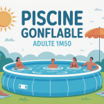 Piscine gonflable adulte 1m50 hauteur grande installée jardin détente