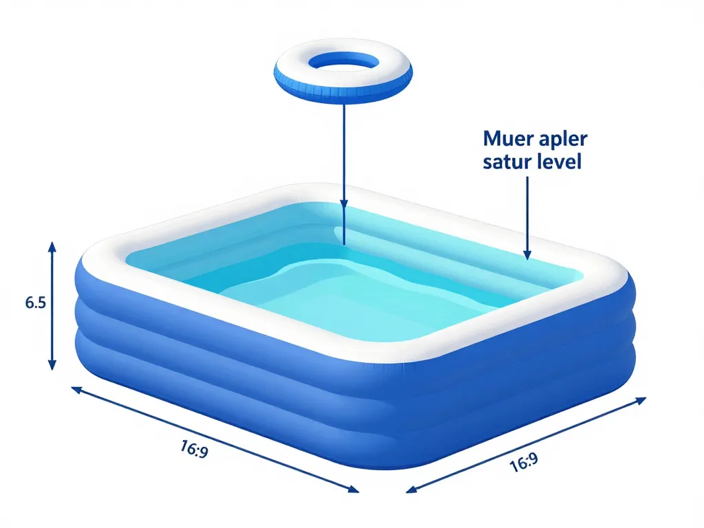 Piscine gonflable adulte 1m50 hauteur explicatif côtés profondeur