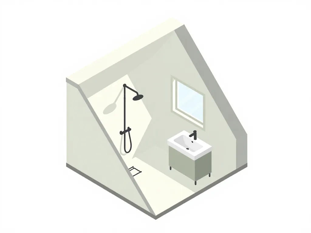 Diagramme concept salle de bain sous comble 4m2 optimisation espace