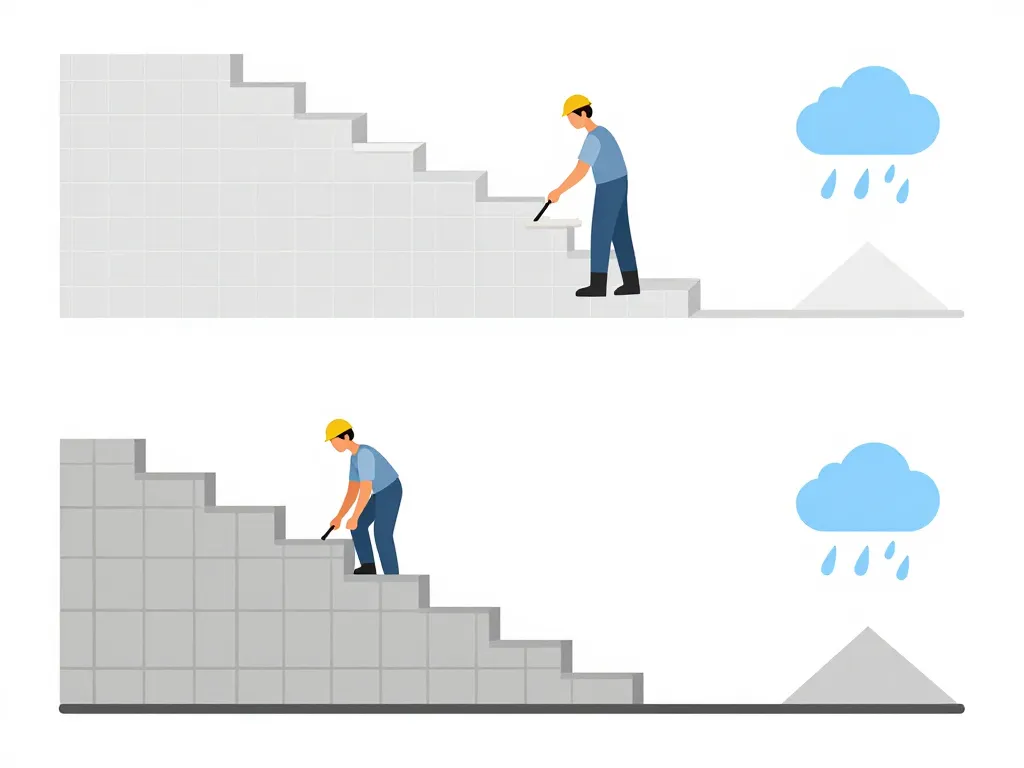 schéma préparation carrelage sur escalier exterieur