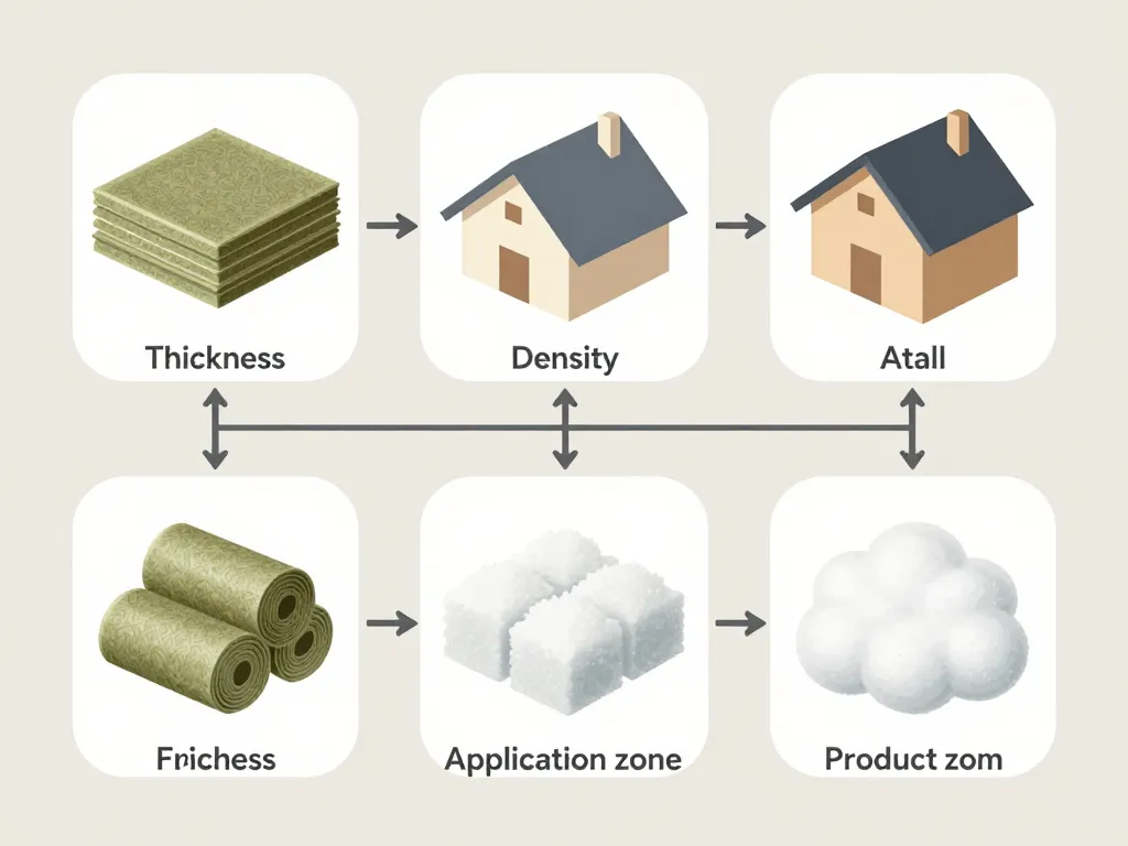 diagramme facteurs prix de la laine de roche au m2, épaisseur densité usage