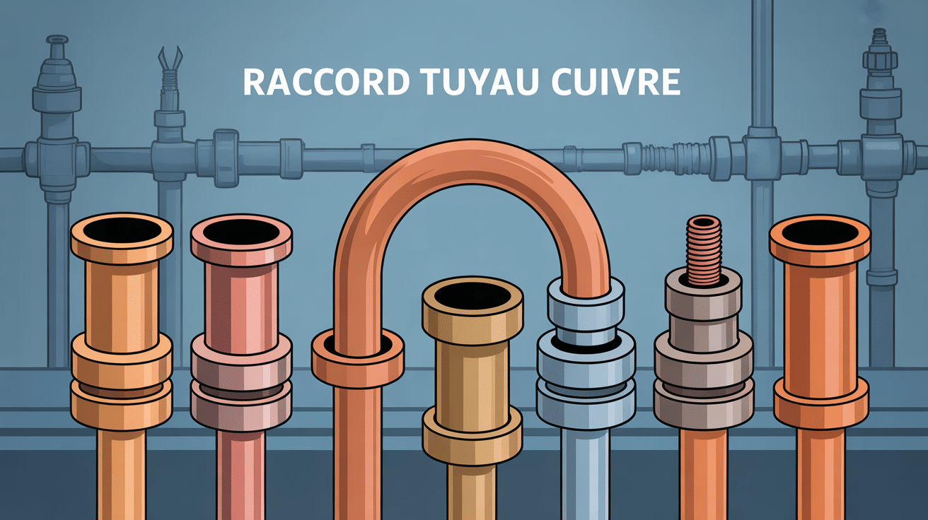 illustration raccord sur tuyau cuivre différents types