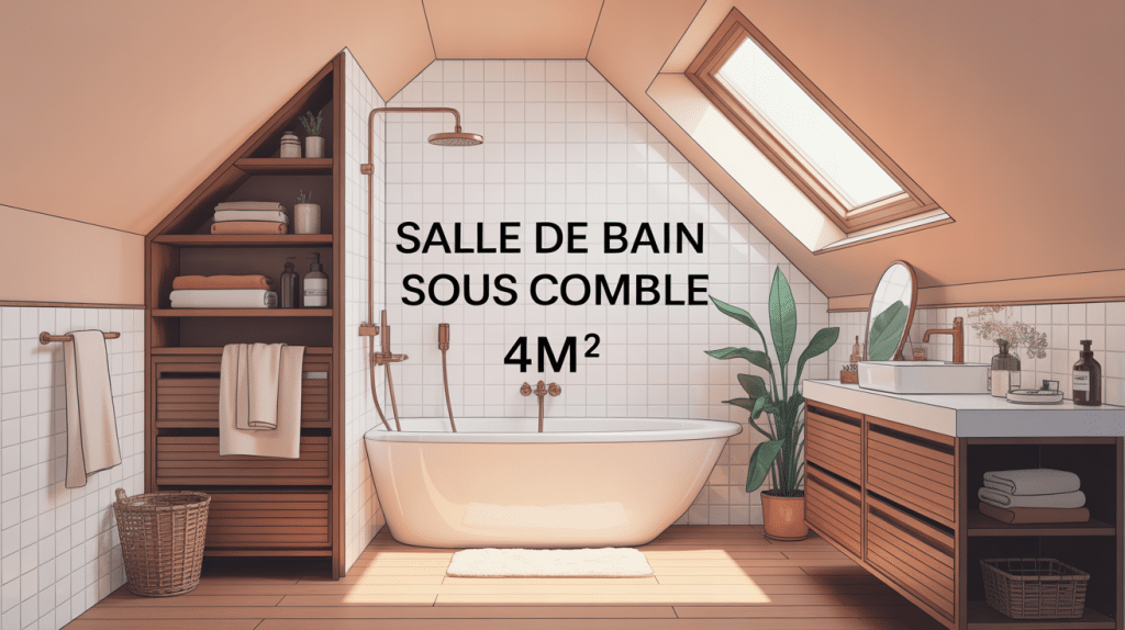 Salle de bain sous comble 4m2 optimisée avec douche et rangements
