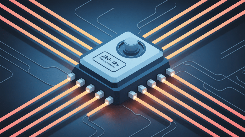 illustration transformateur 220v 12v installation sécurisée