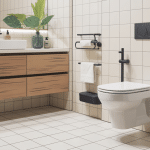 Illustration wc suspendu geberit dans une salle de bains élégante