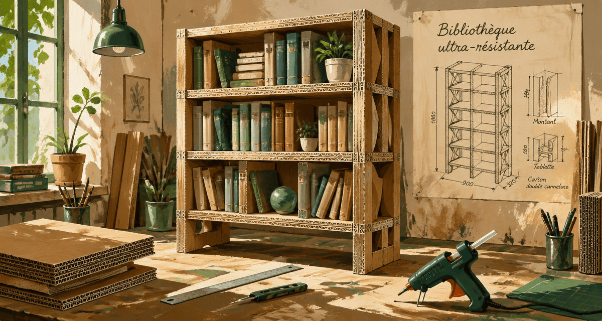 Meuble en carton fabrication bibliothèque robuste