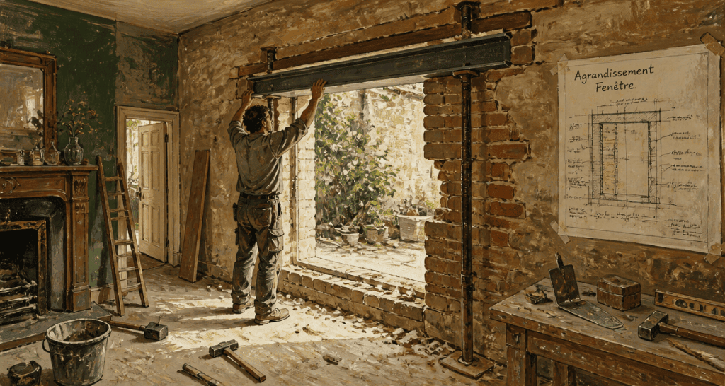 Agrandir fenetre mur porteur en travaux