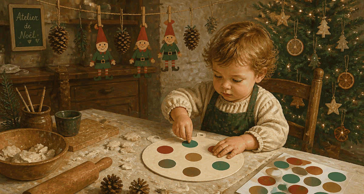 bricolage de noël pour petit de 2 ans pâte à sel et gommettes