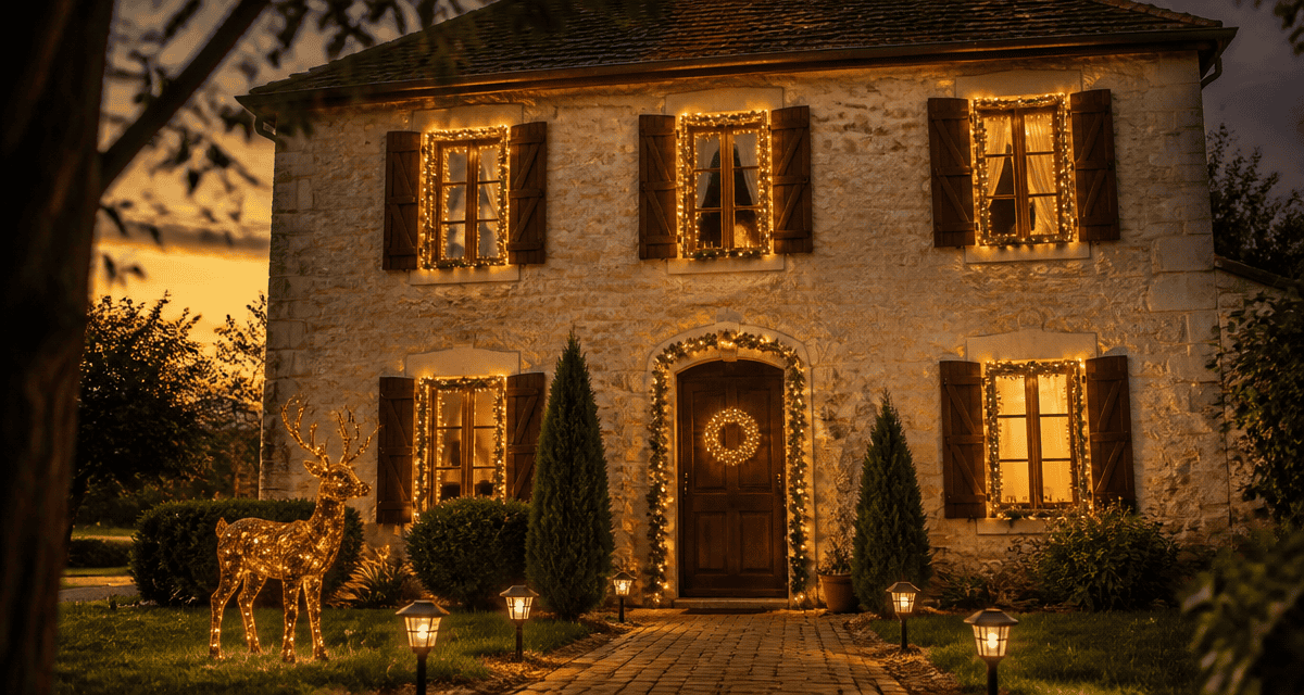 decoration noel exterieur maison jardin guirlandes LED