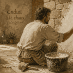 enduit à la chaux aérienne sur mur en pierre