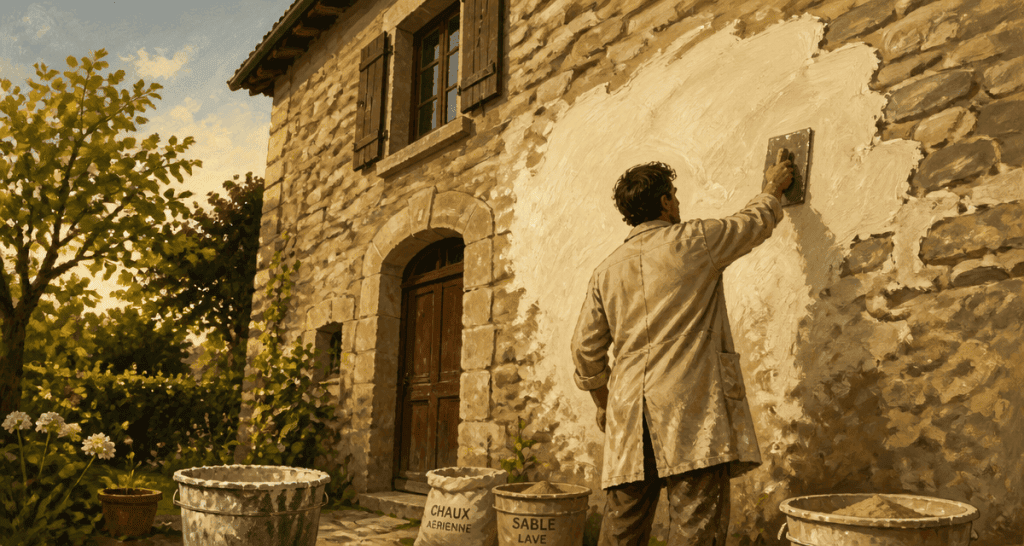 enduit à la chaux facade artisan application