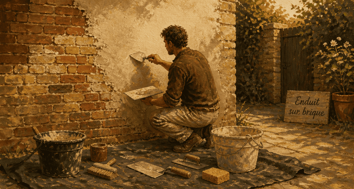 enduit sur brique application artisanale mur