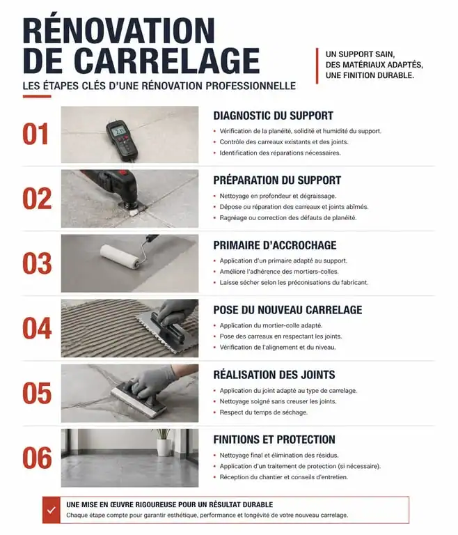 Étapes clés pour réussir sa rénovation de carrelage avec Dalais-carreleur