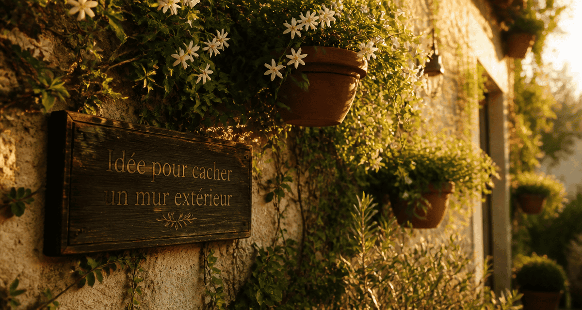 idee pour cacher un mur exterieur avec vegetation et jardiniere