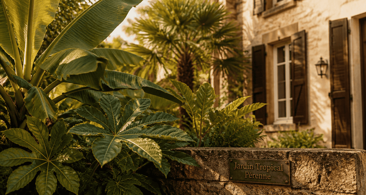 jardin tropic rustique avec musa basjoo et palmier