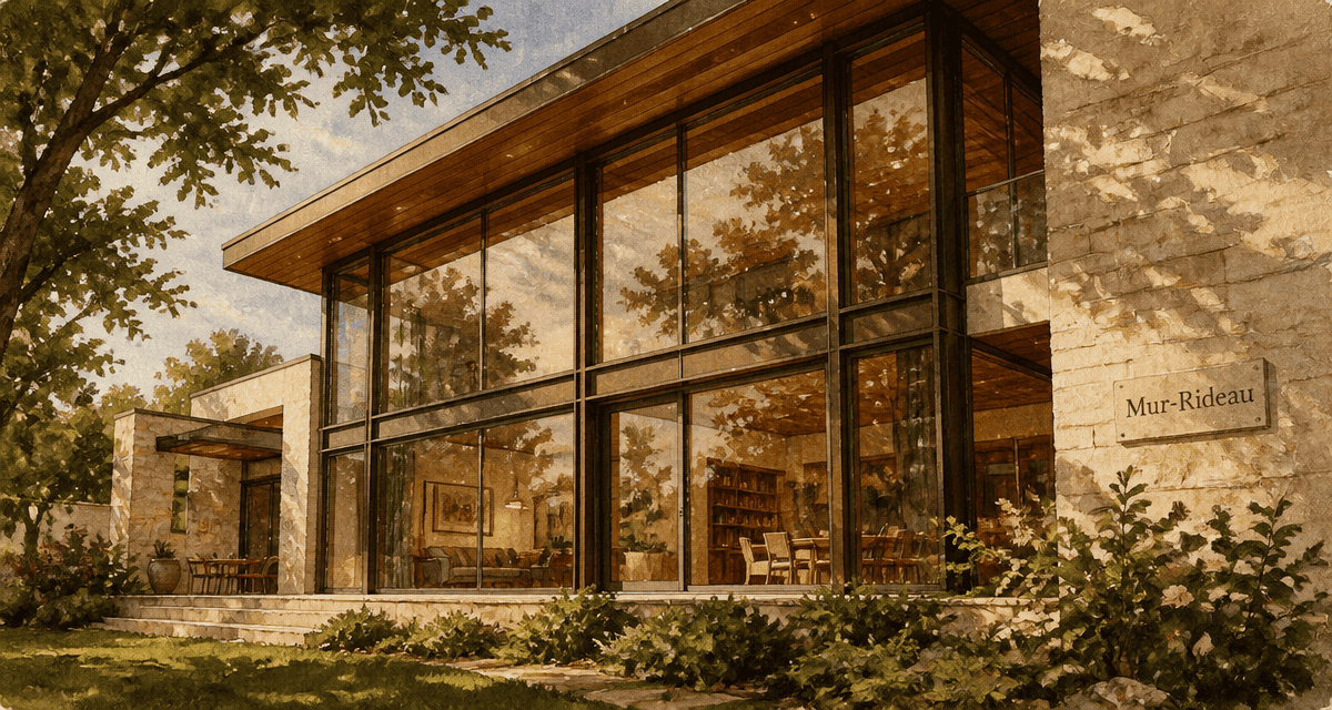 maison mur rideau façade vitrée aluminium bois