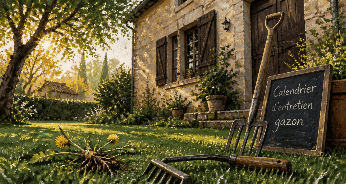 quand traiter la pelouse contre les mauvaises herbes, outils sur gazon