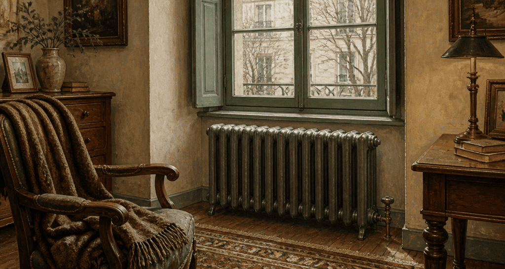 radiateur à inertie comparatif dans un salon ancien