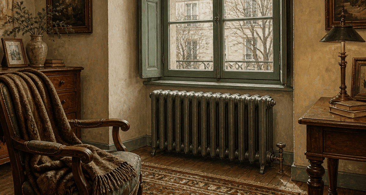 radiateur à inertie comparatif dans un salon ancien