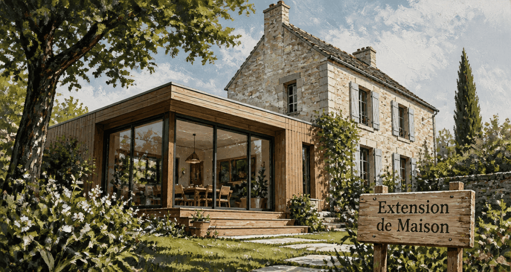 travauxmakers.fr extension maison 20m2 ossature bois et pierre