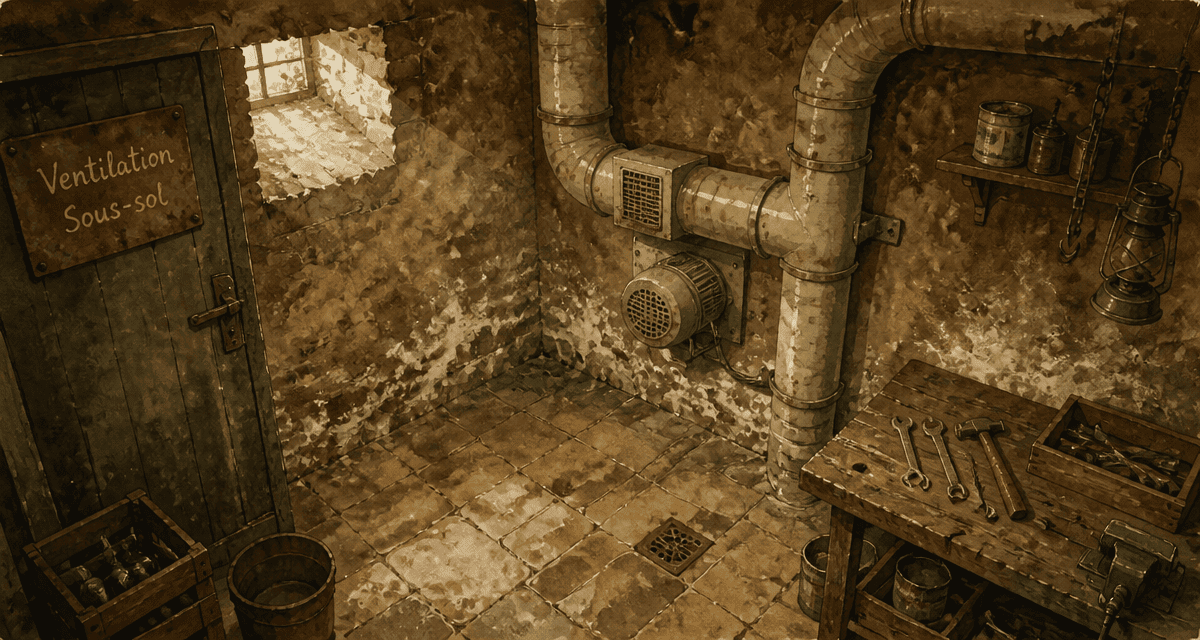 ventilation mecanique sous sol ancienne cave