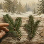 Différence entre sapin et épicéa, branches côte à côte
