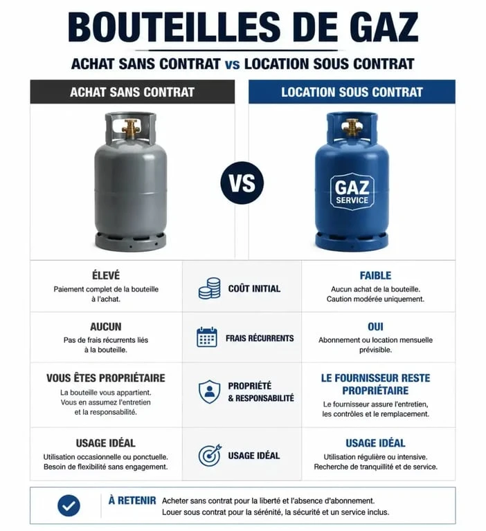 Comparatif achat bouteille oxygène acétylène sans contrat vs location