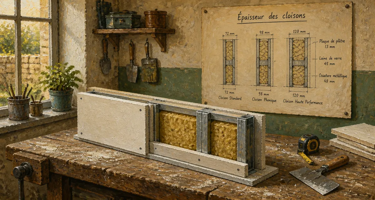 epaisseur cloison placo coupe ossature