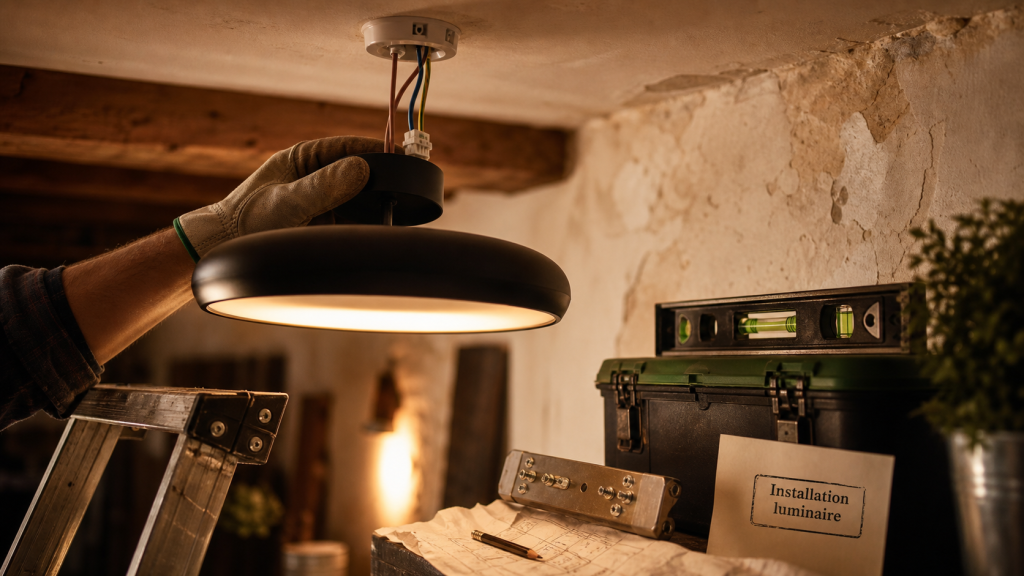 Installer luminaire plafond : fixation au plafond et branchement DCL