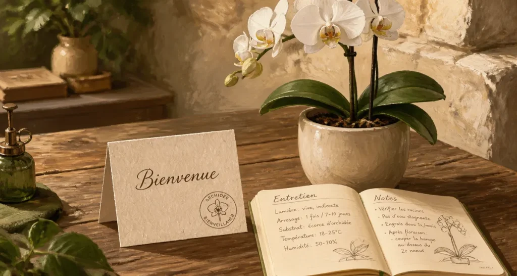 Offrir une orchidée porte malheur : Phalaenopsis blanche en pot, ambiance bienveillance